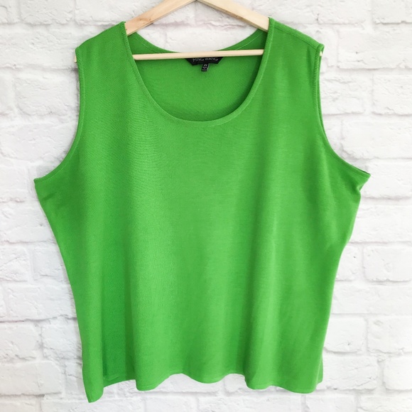 Ming Wang Tops - Ming Wang Plus Size Scoopneck Tank Green Ming Wang Tops - Ming Wang Plus Size Scoopneck Tank Green